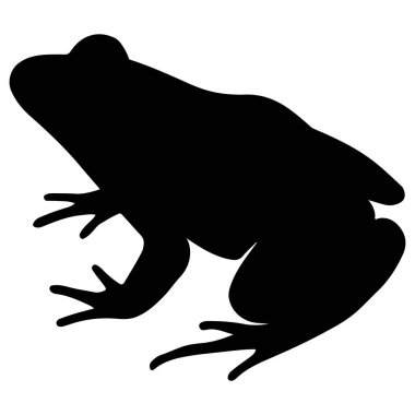 Beyaz arka planda izole edilmiş siyah bir kurbağa silueti.