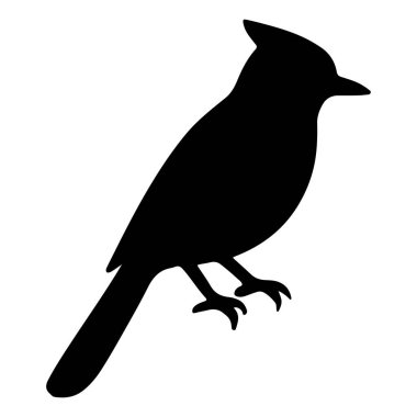 Beyaz arka planda izole edilmiş mavi bir kuş silueti.