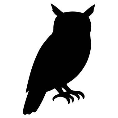 Beyaz arkaplanda izole edilmiş siyah bir baykuş silueti
