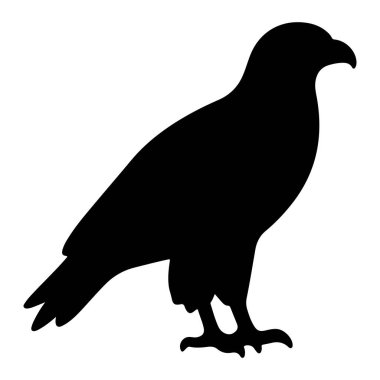 Beyaz arkaplanda izole edilmiş tünemiş bir kartalın silueti