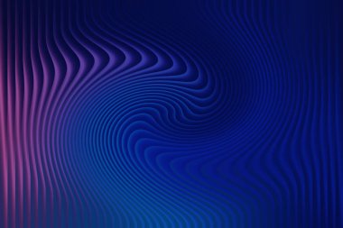 Derin maviden zengin mora yumuşak bir gradyanı olan canlı ve soyut bir görüntü. Soldaki desenli çizgiler akış ve enerjiyi gösteren eşsiz bir boyut elementi ekler..