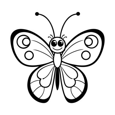 Bu büyüleyici siyah beyaz çizgi çizgisi mutlu bir kelebeği tasvir ediyor, çocuk boyama sayfaları, eğitim malzemeleri ve DIY el işi projeleri için mükemmel. Yazdırması ve kullanması kolay.