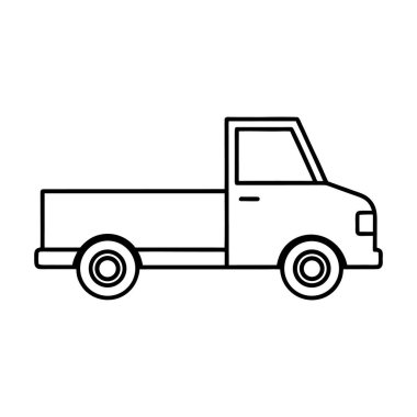 Temiz, minimalist bir sanat eseri yan tarafından gösterilen klasik bir kamyonetin tasviri. Otomotiv, dağıtım veya hizmet temaları ile ilgili tasarımlar için ideal.