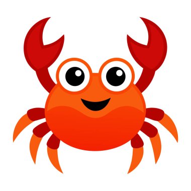 Canlı ve neşeli bir çizgi film yengeci. Büyük, anlamlı gözleri ve parlak kırmızı pençeleri var. Bu dost canlısı deniz yaratığı neşeli ifadesi ve neşeli duruşuyla bir gülümseme getiriyor..