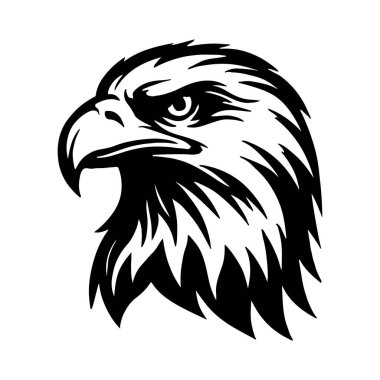 Siyah kartal baş vektör çizimi, düz tasarım grafik sanatı