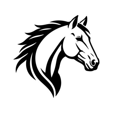 Siyah at baş vektör çizimi, düz tasarım, yan profil