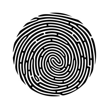 Parmak izi labirent vektör çizimi, düz tasarım, siyah ve beyaz