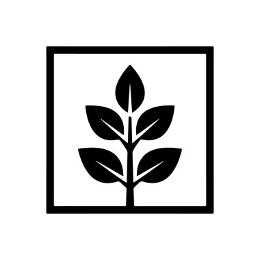 Minimalist kenevir yaprağı düz tasarım vektör çizimi siyah ve beyaz