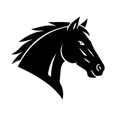 Siyah at baş vektör çizimi, düz tasarım grafiği