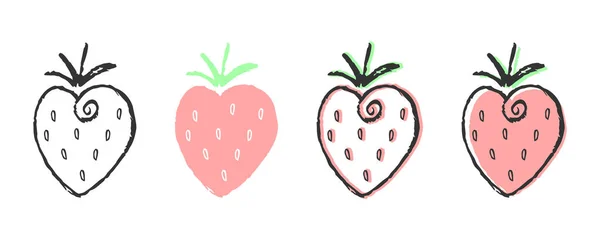 Conjunto Fresas Abstractas Aisladas Sobre Fondo Blanco Icono Etiqueta Emblema — Archivo Imágenes Vectoriales