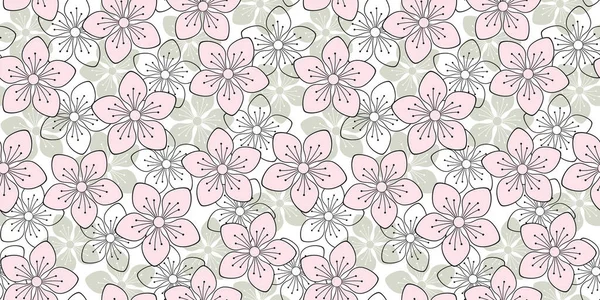 Fondo Floral Sin Fin Con Suaves Flores Primavera Patrón Sin — Vector de stock