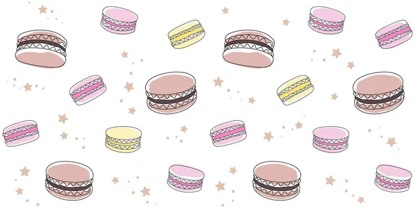 Abstract Macaroons Small Stars White Endless Texture French Sweet Pastries — 스톡 벡터