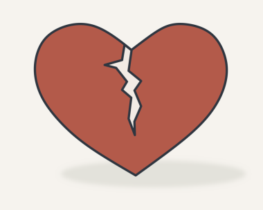 Görünür bir çatlağı olan bir kalbin minimalist çizimi. Zorluklardan, duygusal deneyimden ve gerçekçilikten sonra mükemmellik yerine hayatta kalan aşkın sembolü. Anti-cazibe Sevgililer Günü konsepti.