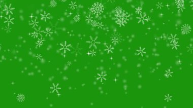 Yeşil ekran arka planına düşen güzel gerçekçi kar taneleri, kış temaları, Noel videoları, şenlikli tanıtımlar, örtüler ve arka plan efektleri için mükemmel. Kış Kar Örtüsü.