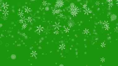 Yeşil ekran arka planına düşen güzel gerçekçi kar taneleri, kış temaları, Noel videoları, şenlikli tanıtımlar, örtüler ve arka plan efektleri için mükemmel. Kış Kar Örtüsü.