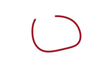 Grunge el çizimi çember yeşil arka planda canlandırıldı, alfa kanallı kırmızı daire işareti.