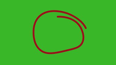 Grunge el çizimi çember yeşil arka planda canlandırıldı, alfa kanallı kırmızı daire işareti.