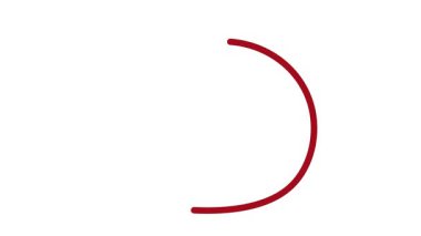 Grunge el çizimi çember yeşil arka planda canlandırıldı, alfa kanallı kırmızı daire işareti.