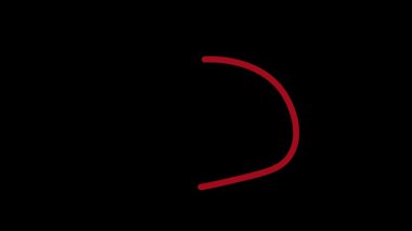 Siyah ekranda çember işareti canlandırmayı vurguluyor. animasyon kırmızı daire çizimi. Siyah arkaplanlı daire işareti. kırmızı daire çizgi animasyonu.