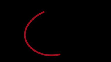 Siyah ekranda çember işareti canlandırmayı vurguluyor. animasyon kırmızı daire çizimi. Siyah arkaplanlı daire işareti. kırmızı daire çizgi animasyonu.