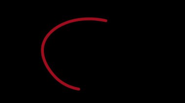 Siyah ekranda çember işareti canlandırmayı vurguluyor. animasyon kırmızı daire çizimi. Siyah arkaplanlı daire işareti. kırmızı daire çizgi animasyonu.