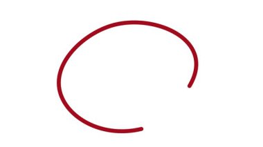 Şeffaf arkaplanda el çizimi kırmızı çember animasyonu. 4k video. Canlandırma kırmızı çemberini beyaz arkaplan 4k olarak ayarla