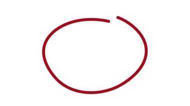 Şeffaf arkaplanda el çizimi kırmızı çember animasyonu. 4k video. Canlandırma kırmızı çemberini beyaz arkaplan 4k olarak ayarla