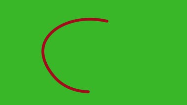 Grunge el çizimi çember yeşil arka planda canlandırıldı, alfa kanallı kırmızı daire işareti.