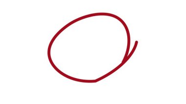 Şeffaf arkaplanda el çizimi kırmızı çember animasyonu. 4k video. Canlandırma kırmızı çemberini beyaz arkaplan 4k olarak ayarla