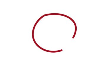 Şeffaf arkaplanda el çizimi kırmızı çember animasyonu. 4k video. Canlandırma kırmızı çemberini beyaz arkaplan 4k olarak ayarla