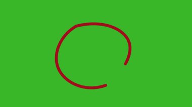 Sunum için el çizimi kırmızı çember fırça darbesi vurgu işareti, El Çizimi Oval Vurgulama Efekti, alfa kanalı ile 4k daire animasyonu