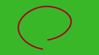 Sunum için el çizimi kırmızı çember fırça darbesi vurgu işareti, El Çizimi Oval Vurgulama Efekti, alfa kanalı ile 4k daire animasyonu