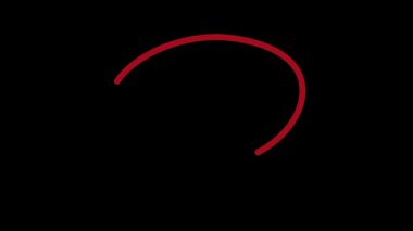 Siyah ekranda çember işareti canlandırmayı vurguluyor. animasyon kırmızı daire çizimi. Siyah arkaplanlı daire işareti. kırmızı daire çizgi animasyonu.