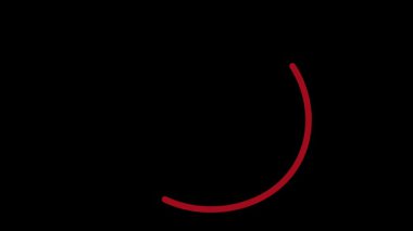 Siyah ekranda çember işareti canlandırmayı vurguluyor. animasyon kırmızı daire çizimi. Siyah arkaplanlı daire işareti. kırmızı daire çizgi animasyonu.