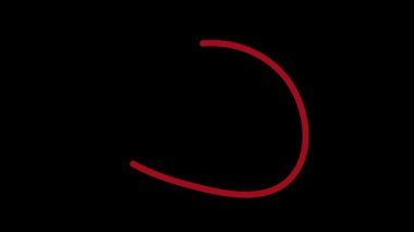 Siyah ekranda çember işareti canlandırmayı vurguluyor. animasyon kırmızı daire çizimi. Siyah arkaplanlı daire işareti. kırmızı daire çizgi animasyonu.