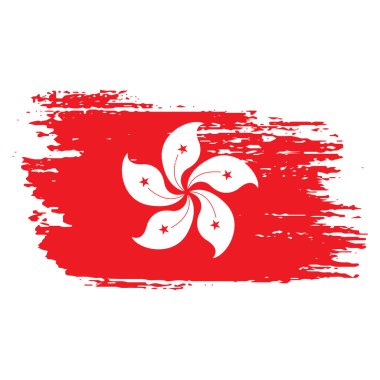 Beyaz Arkaplan Vektör Tasarımı Üzerine Fırça Vuruşu Hong Kong Bayrağı.