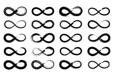 Fırça Vuruşları Sonsuzluk Sembol Set Vektör Tasarımı.