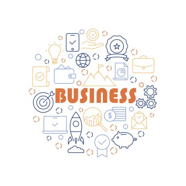 İş Simgeleri Çember Şekli Arkaplan Vektörü Tasarımı.