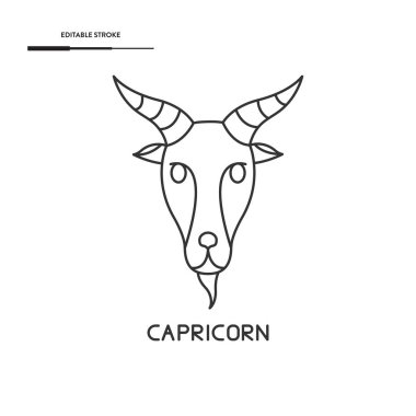 Oğlak Zodiac Simgesi Vektör Tasarımı. 