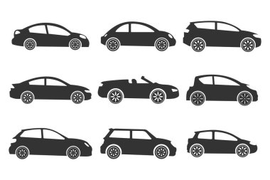 Otomobil Simgesi Set Vektör Tasarımı.