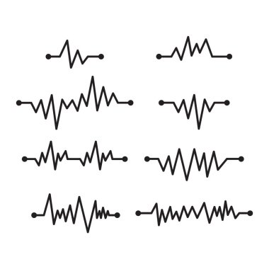 Kardiyogram Simge Set Vektör Tasarımı.