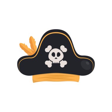 Çizgi film Korsan Şapka Simgesi Vektör Tasarımı.