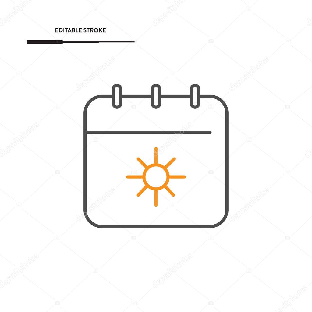 Calendar And Sun Icon Vector Design.