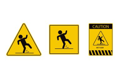 Dikkat Islak Döşeme Simgesi Vektör Tasarımı. 