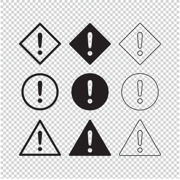 Şeffaf Arkaplan Vektör Tasarımı Üzerine Uyarı Uyarı Simgesi Ayarlandı.
