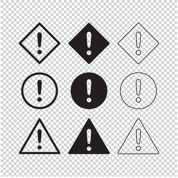 Предупреждение Значок предупреждения установлен на прозрачном фоне векторного дизайна.