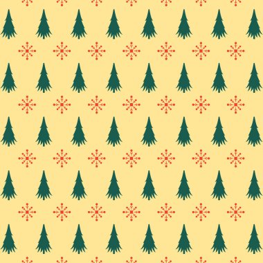 Noel Ağacı ve Kar Tanesi Şekli Arkaplan Kalıbı Vektör Tasarımı.