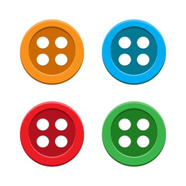 Elbise Dikiş Düğmesi Simgesi Set Vektör Tasarımı. 