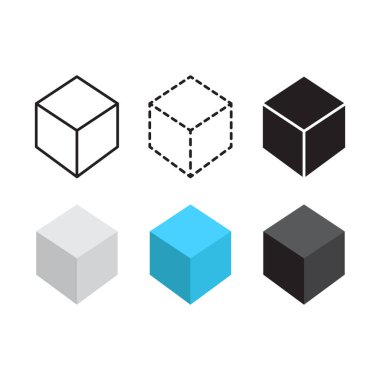 Kübik Simge Set Vektör Tasarımı.