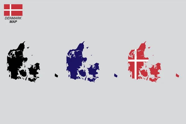 Danimarka Harita Simgesi Set Vektör Tasarımı. 